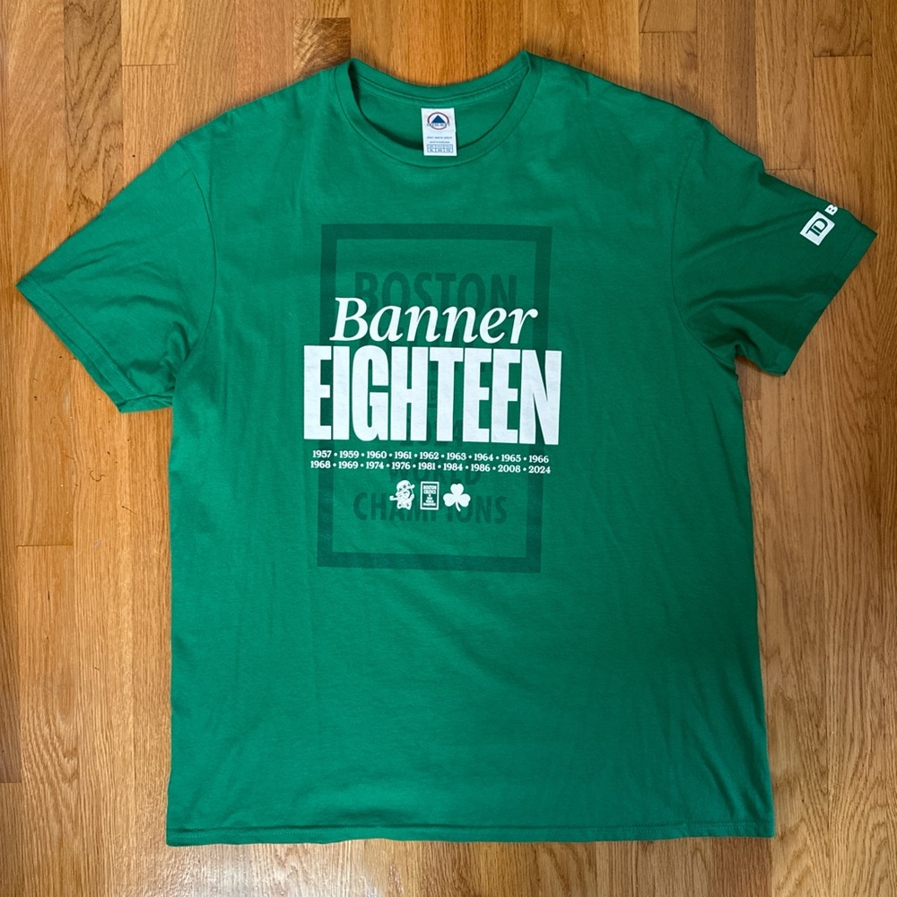 Green Boston Celtics Banner Eighteen T-Shirt